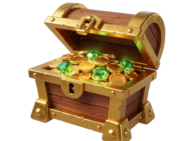 Ge&ouml;ffnete goldene Schatztruhe voller leuchtender M&uuml;nzen als Symbol f&uuml;r Casino-Jackpots